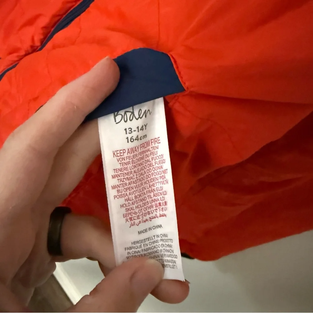 Boden Teen Boys Blue/Red Reversible‎ Puffer Jacket Lightweight 13-14Y